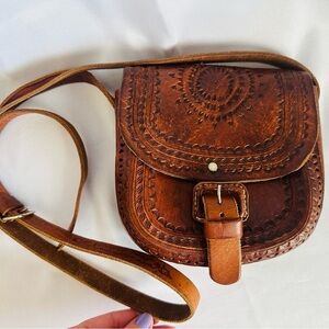 Handmade Moroccan leather Crossbody handbag